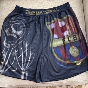 Travis Scott x Nike x Barcelona FC collaboration shorts.